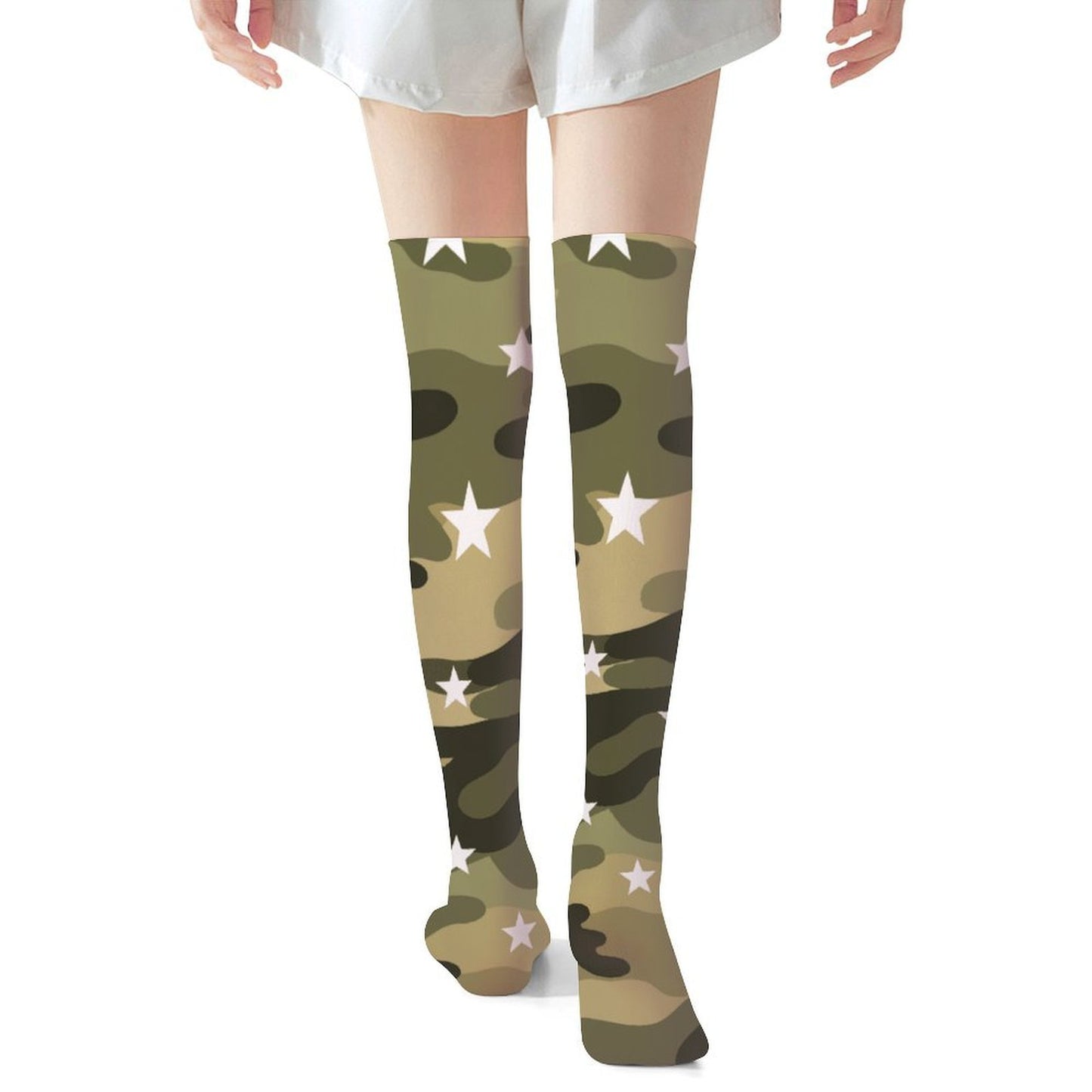 Camo Star Scene Kid Long Stockings