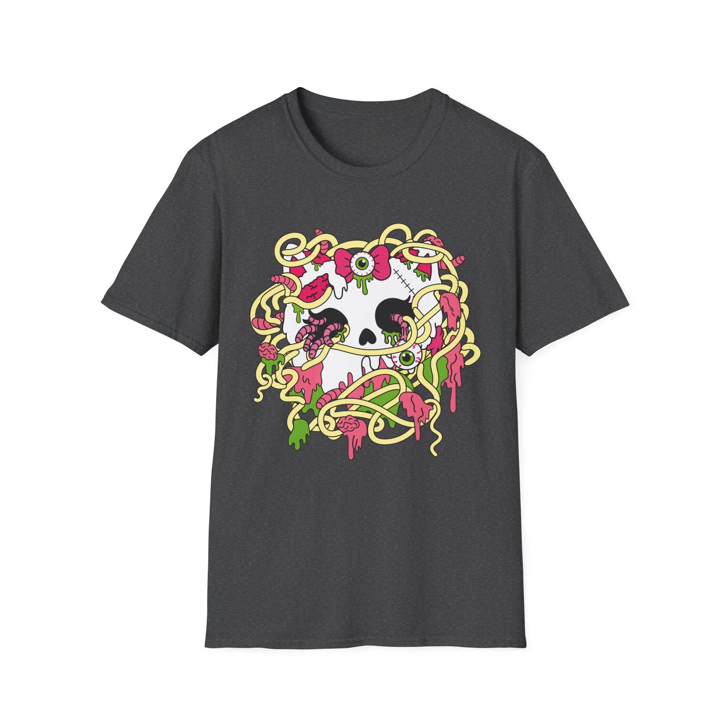 Zombie Kitty Spaghetti Graphic T-Shirt – Creepy Cutegore Noodle Monster Tee (XS–5XL)