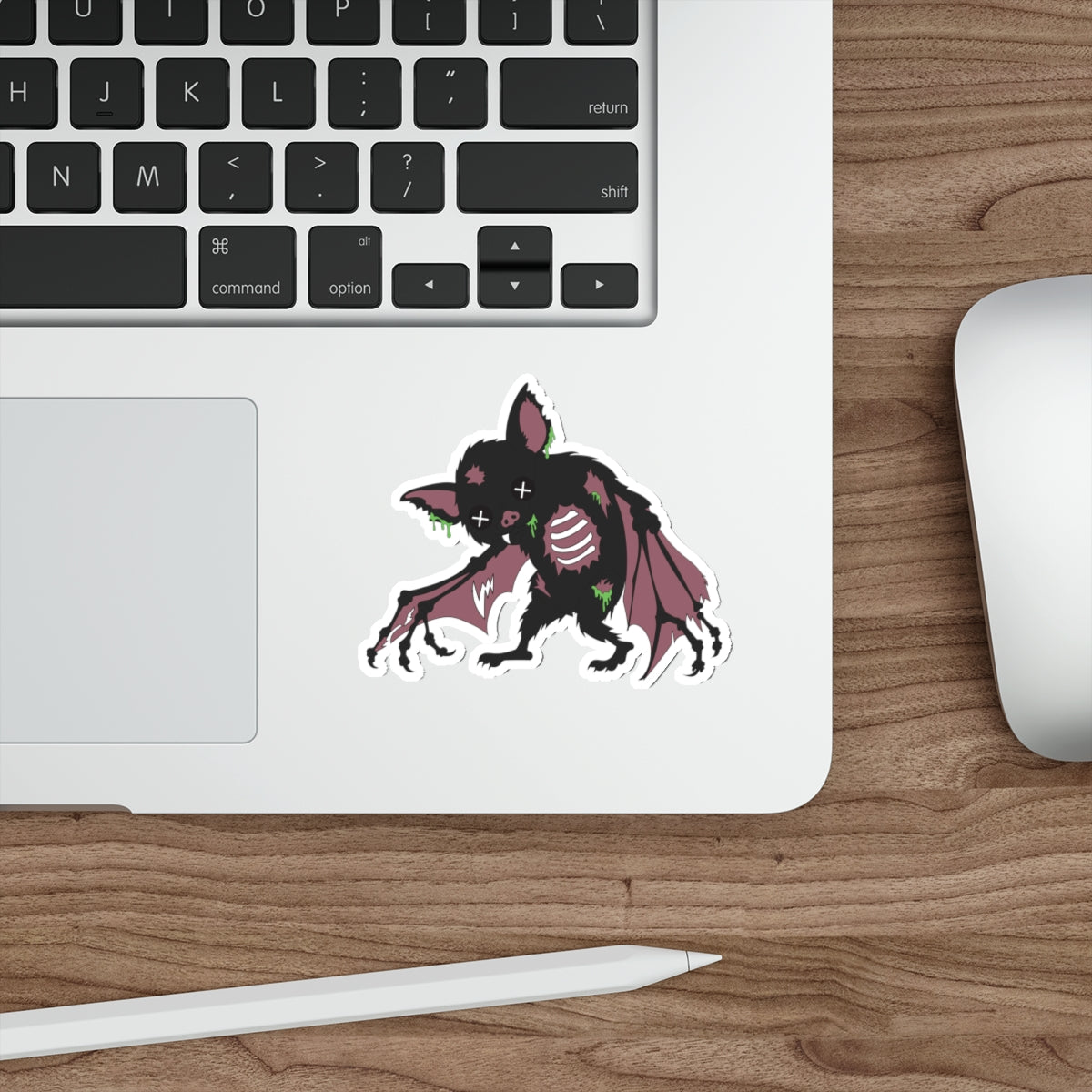 Zombie Bat Die-Cut Sticker — Cute Spooky Horror Sticker for Laptops & Journals