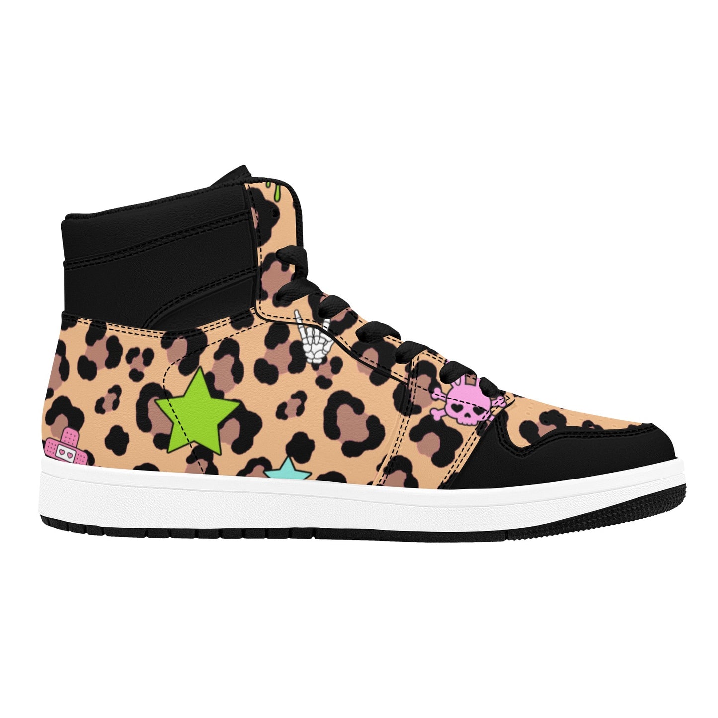 Leopard Bunny Skull Women's High Top Sneakers