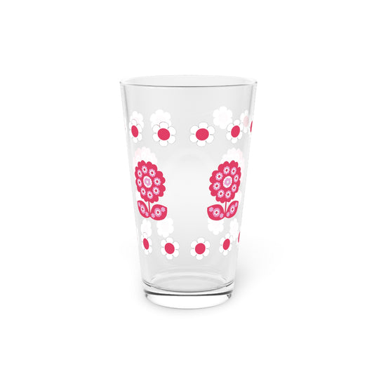 Retro Flower Child RED Pint Glass