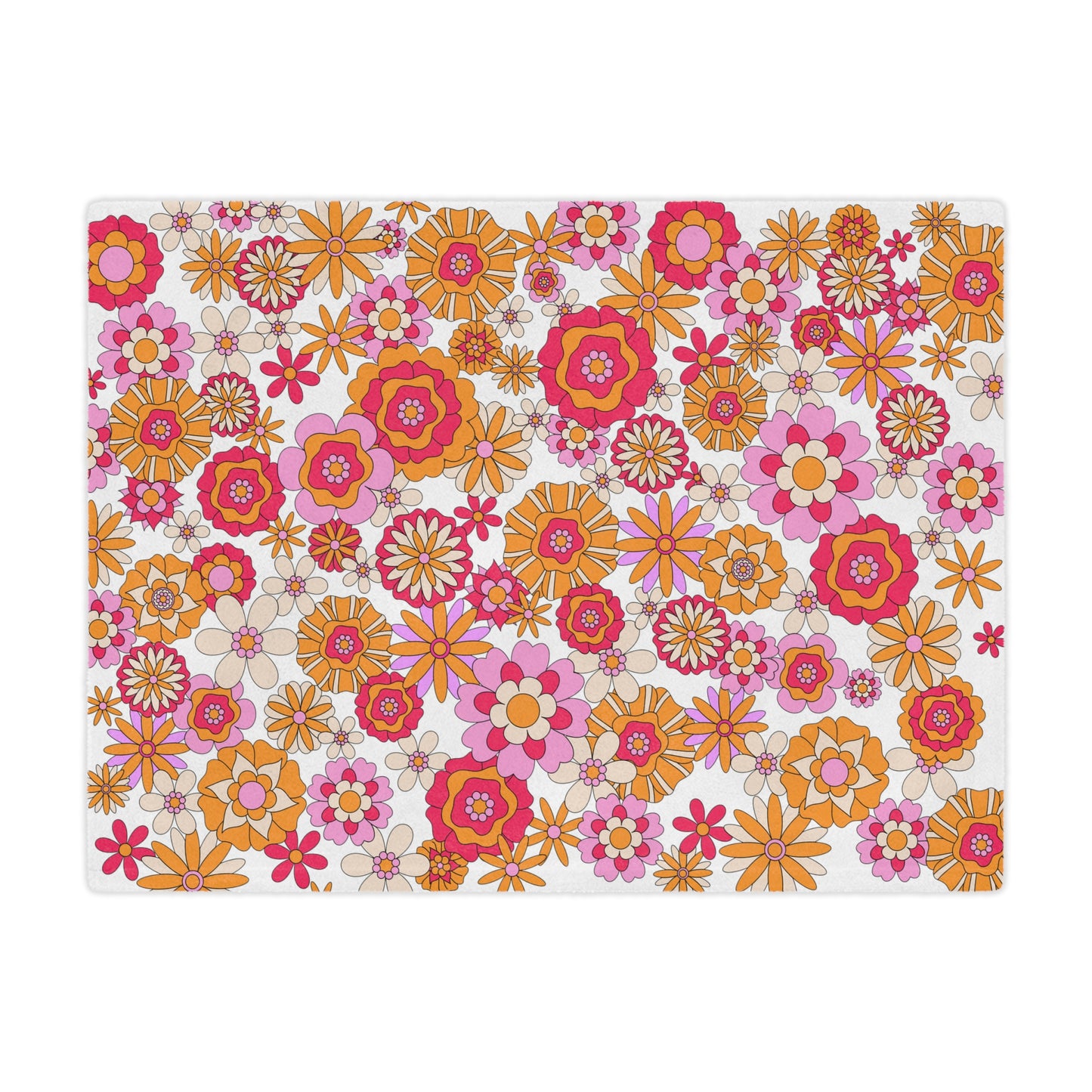 Retro Flower Child Pink Blanket