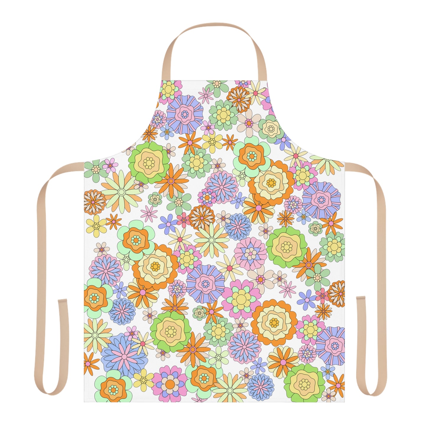 Retro Flower Child Green Apron