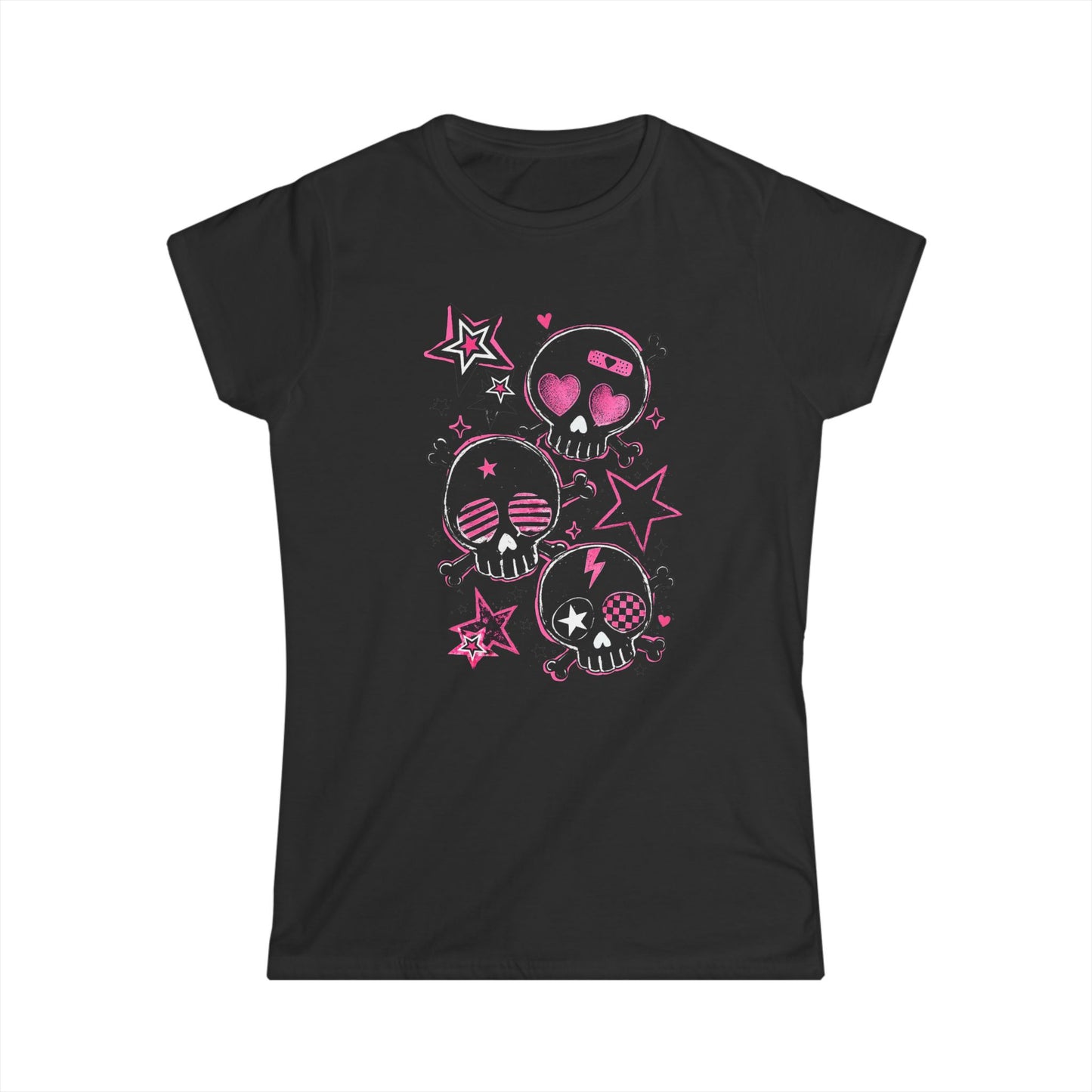 Pink Skull Star Women’s Tee | Scene Emo Graphic T-Shirt