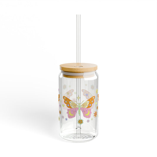 Kawaii Boho Soft Girl Aesthetic Butterfly Sipper Glass