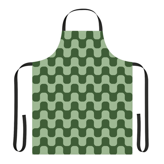 Retro Groovy Aesthetic Green Apron