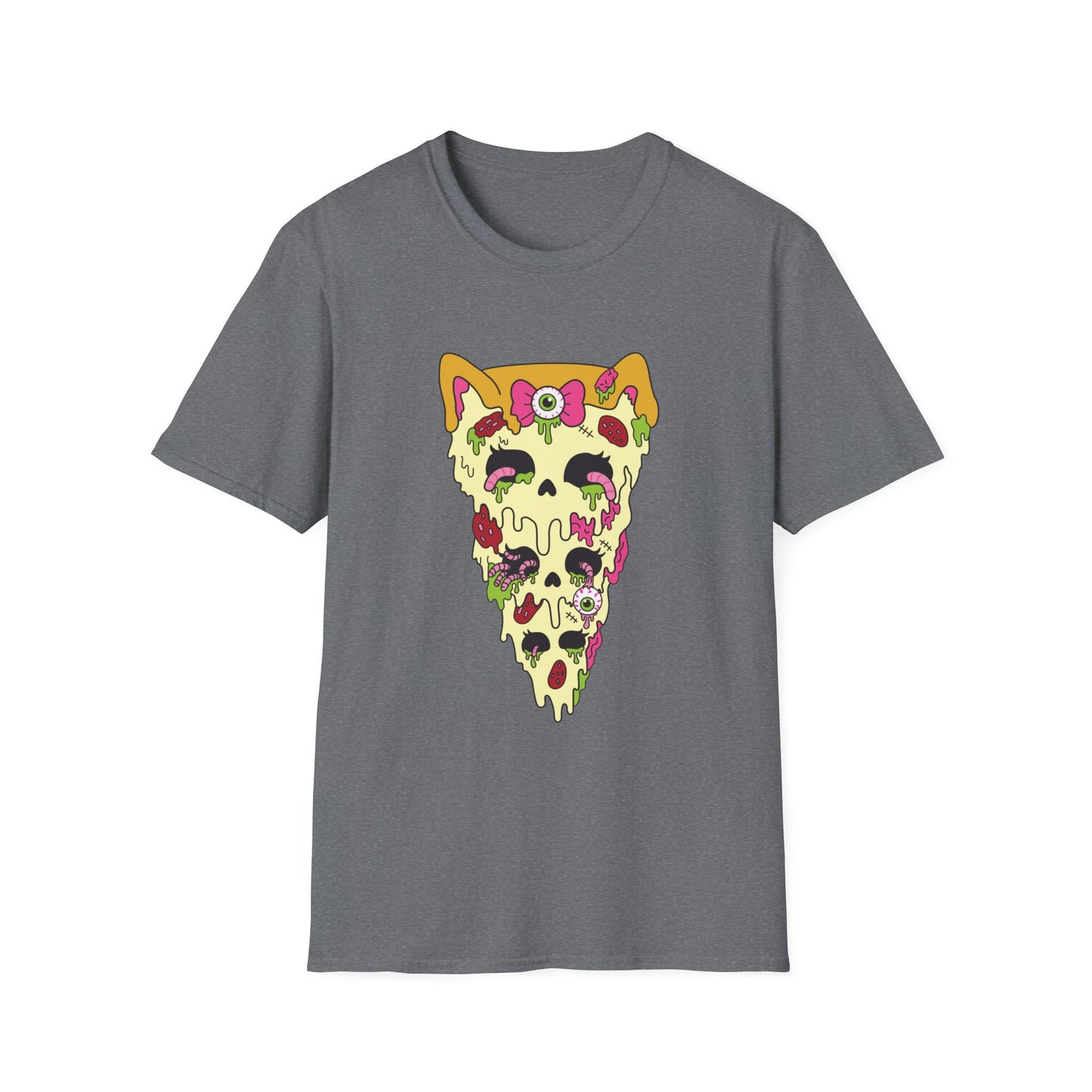 Zombie Kitty Pizza Graphic T-Shirt – Creepy Cutegore Pizza Slice Tee (XS–5XL)