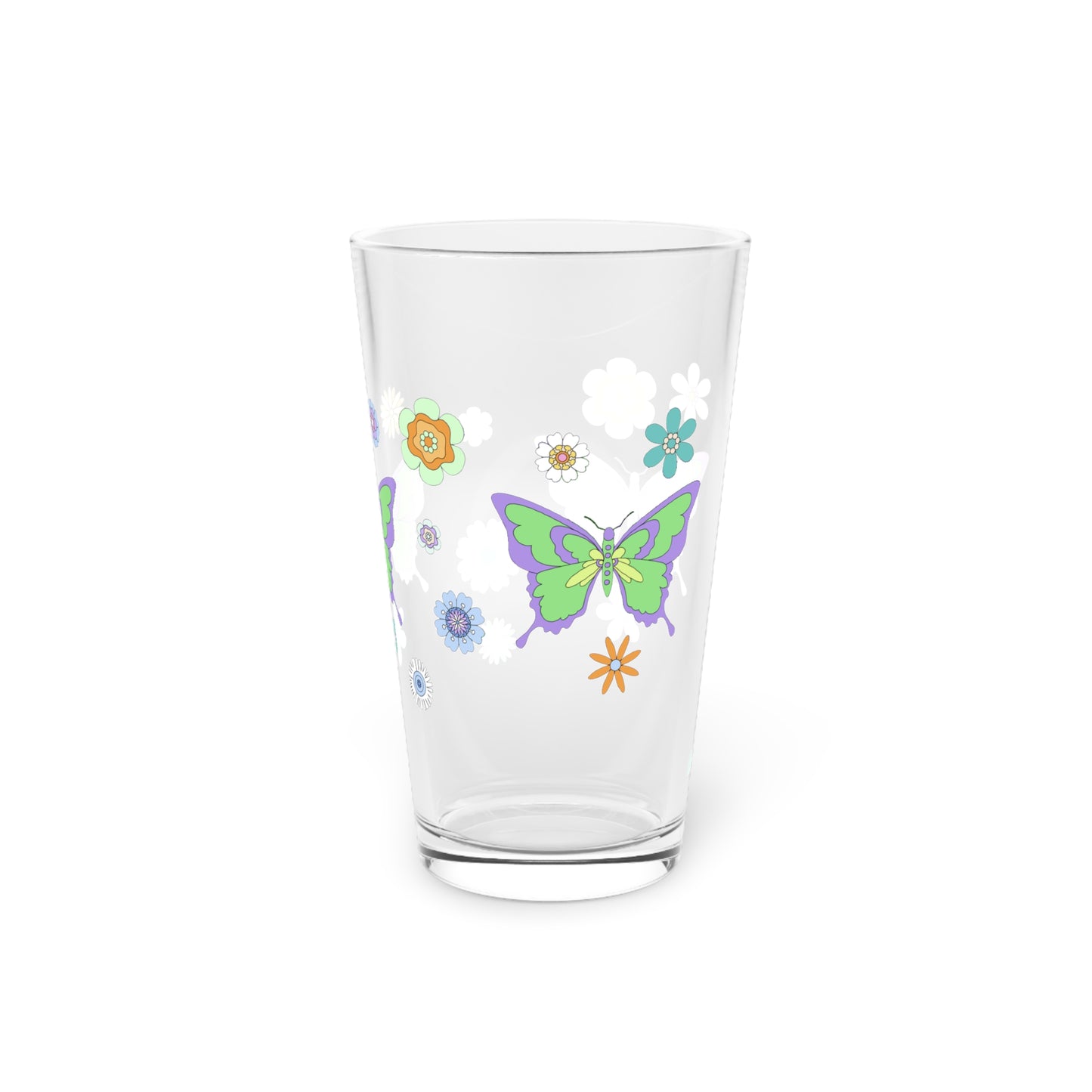 Retro Hippies Butterfly Pint Glass