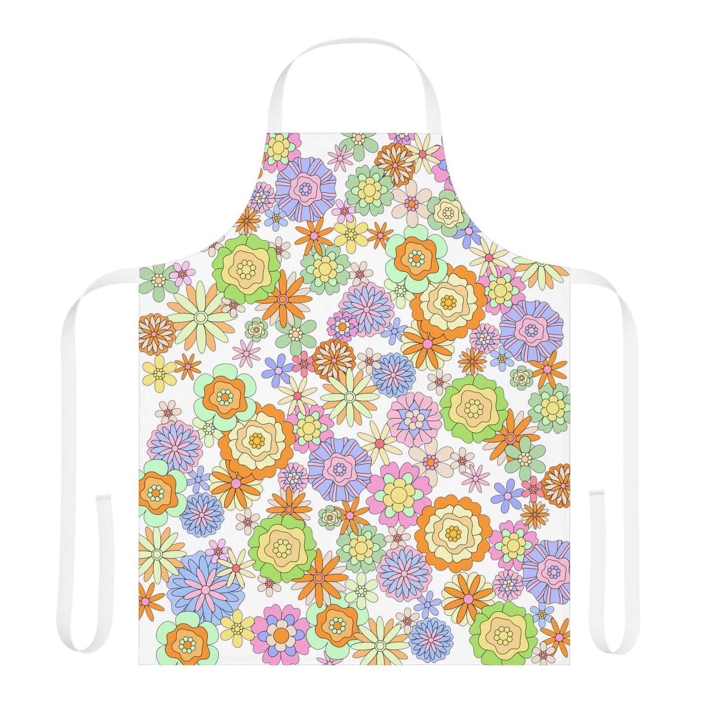 Retro Flower Child Green Apron