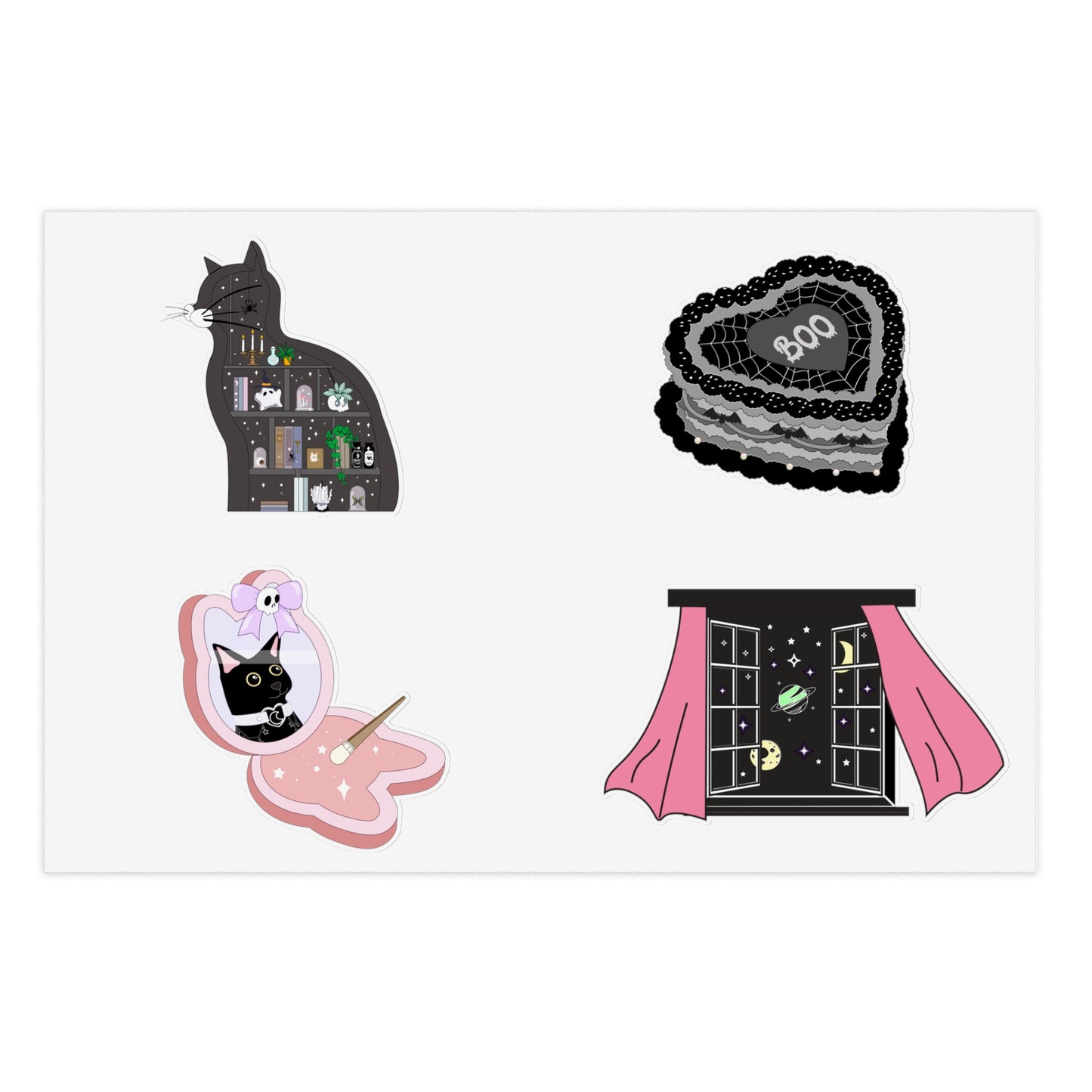 Kawaii Goth Kitty Sticker Sheets