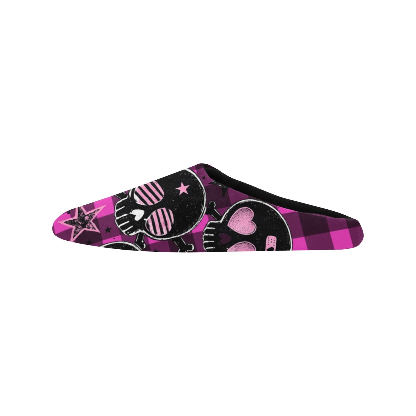 Pink Scene Skull Plush House Slippers