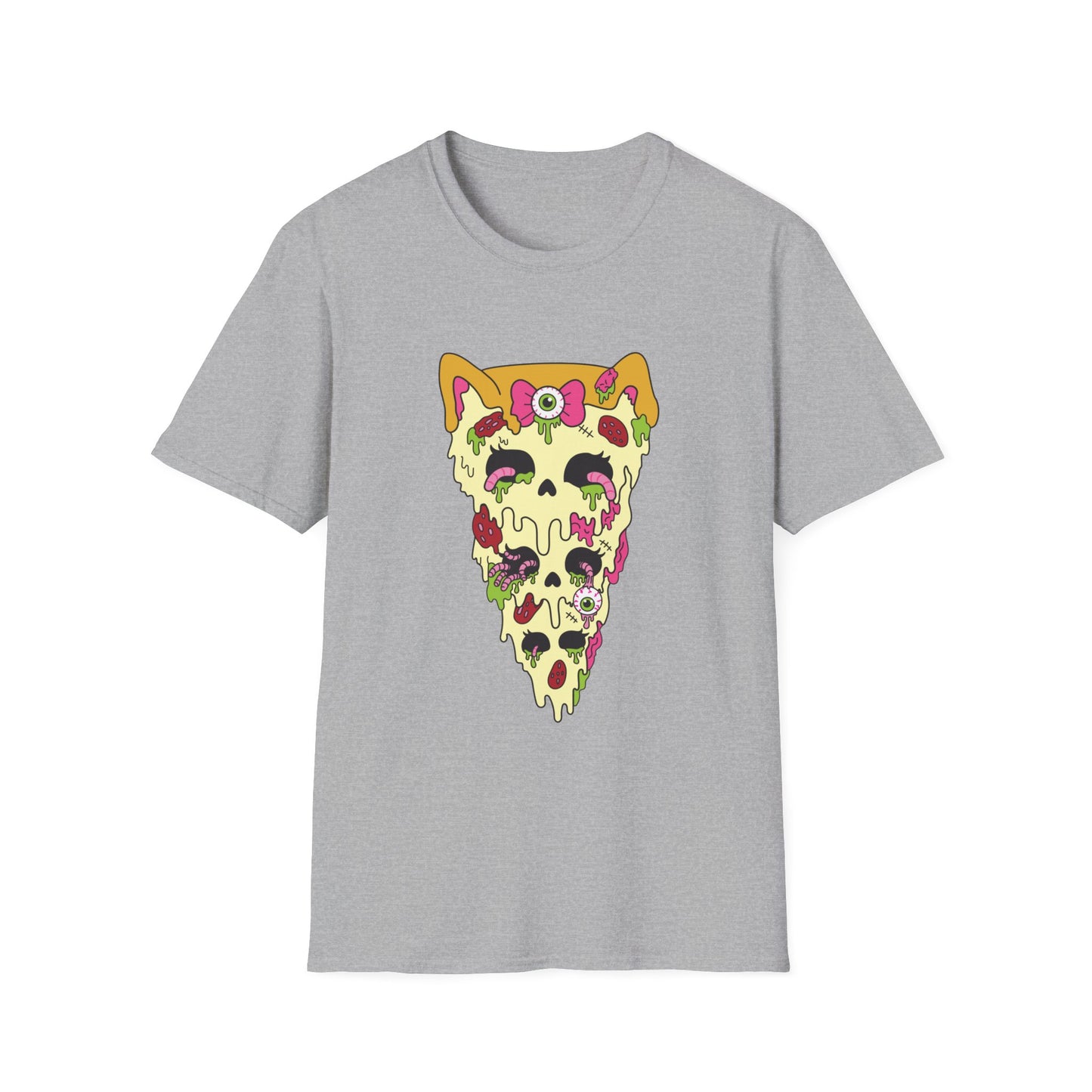 Zombie Kitty Pizza Graphic T-Shirt – Creepy Cutegore Pizza Slice Tee (XS–5XL)