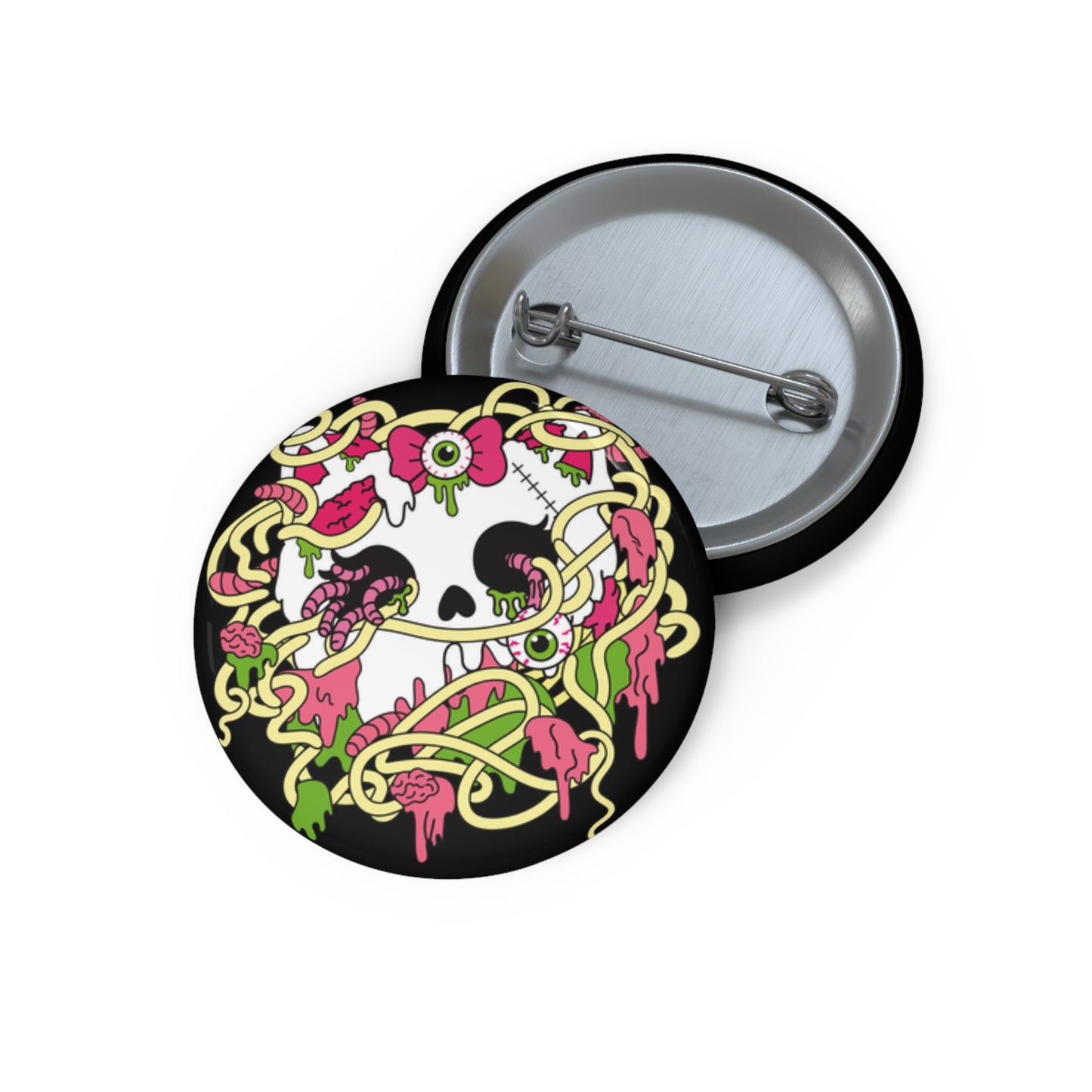 Zombie Kitty Spaghetti Pin Button – Creepy Cutegore Badge