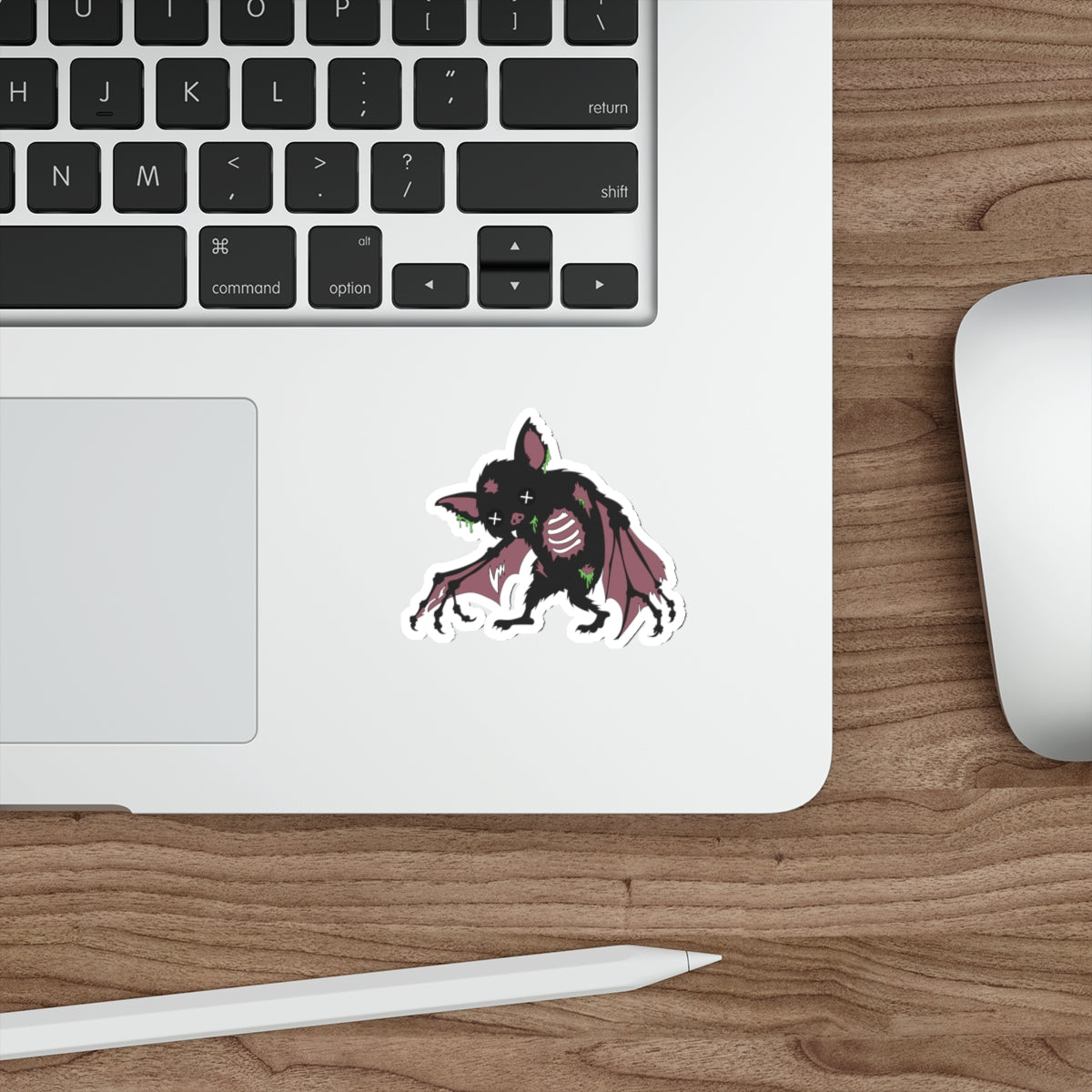 Zombie Bat Die-Cut Sticker — Cute Spooky Horror Sticker for Laptops & Journals