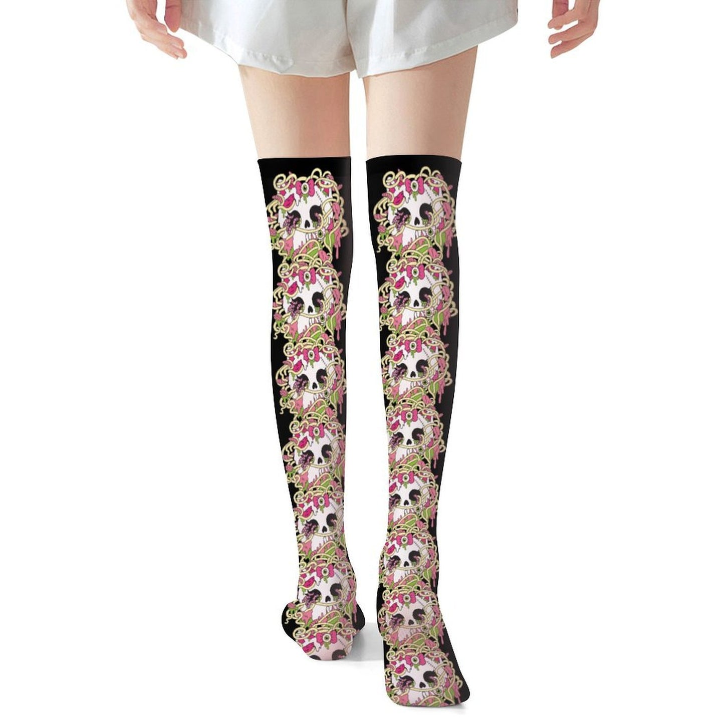 Zombie Kitty Spaghetti Knee High Stockings