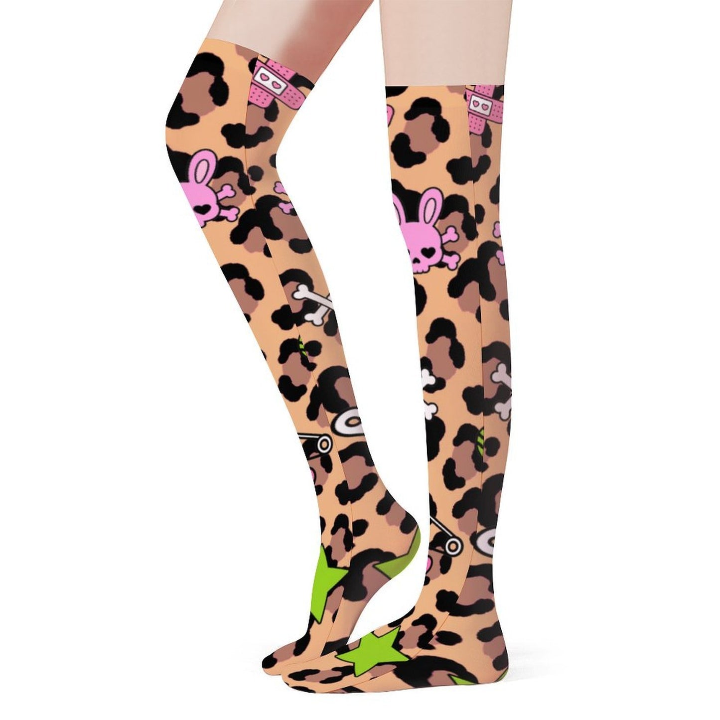 Leopard Bunny Skull Knee High Stockings