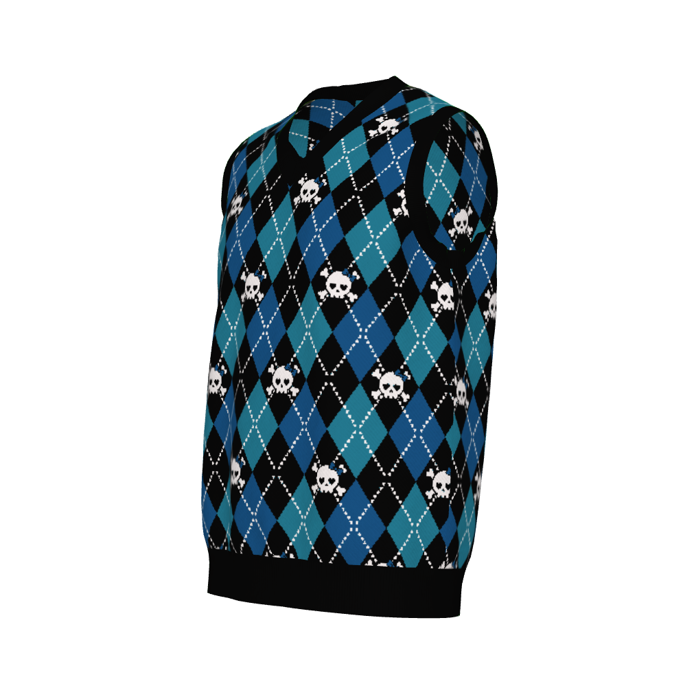 Dead Cute Skull Argyle Knitted Sweater Vest