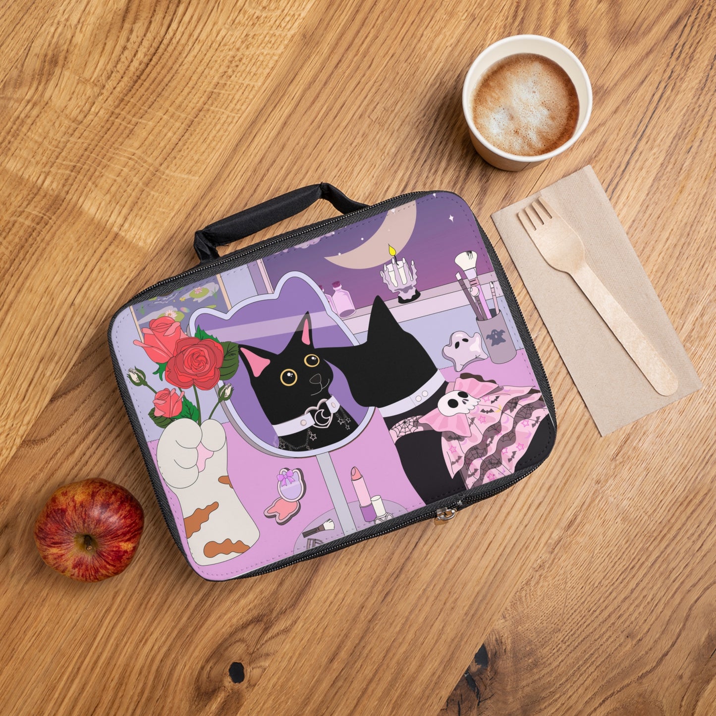 Pastel Goth Kitty is ready for a dinner date Lunch Bag