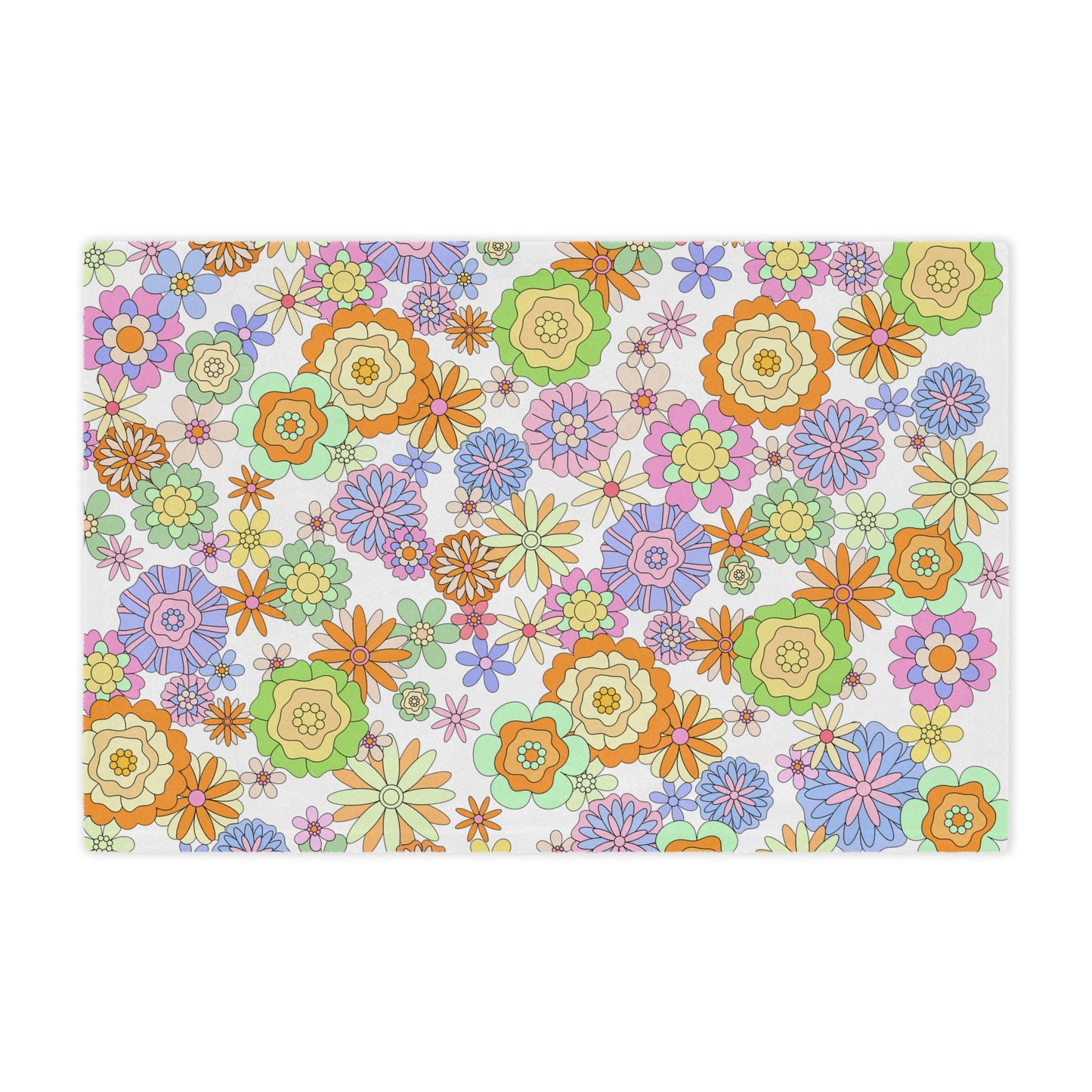 Retro Flower Child Green Blanket