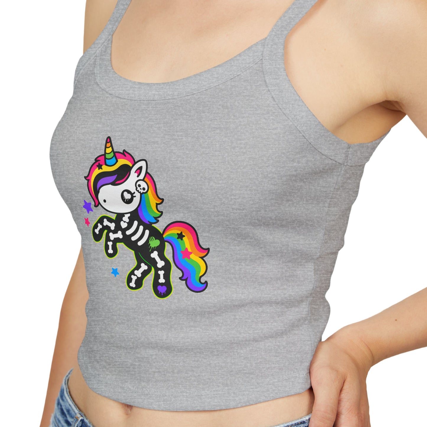 Rainbow Skeleton Unicorn Crop Tank Top – Emo Scene Kid, XS–2XL