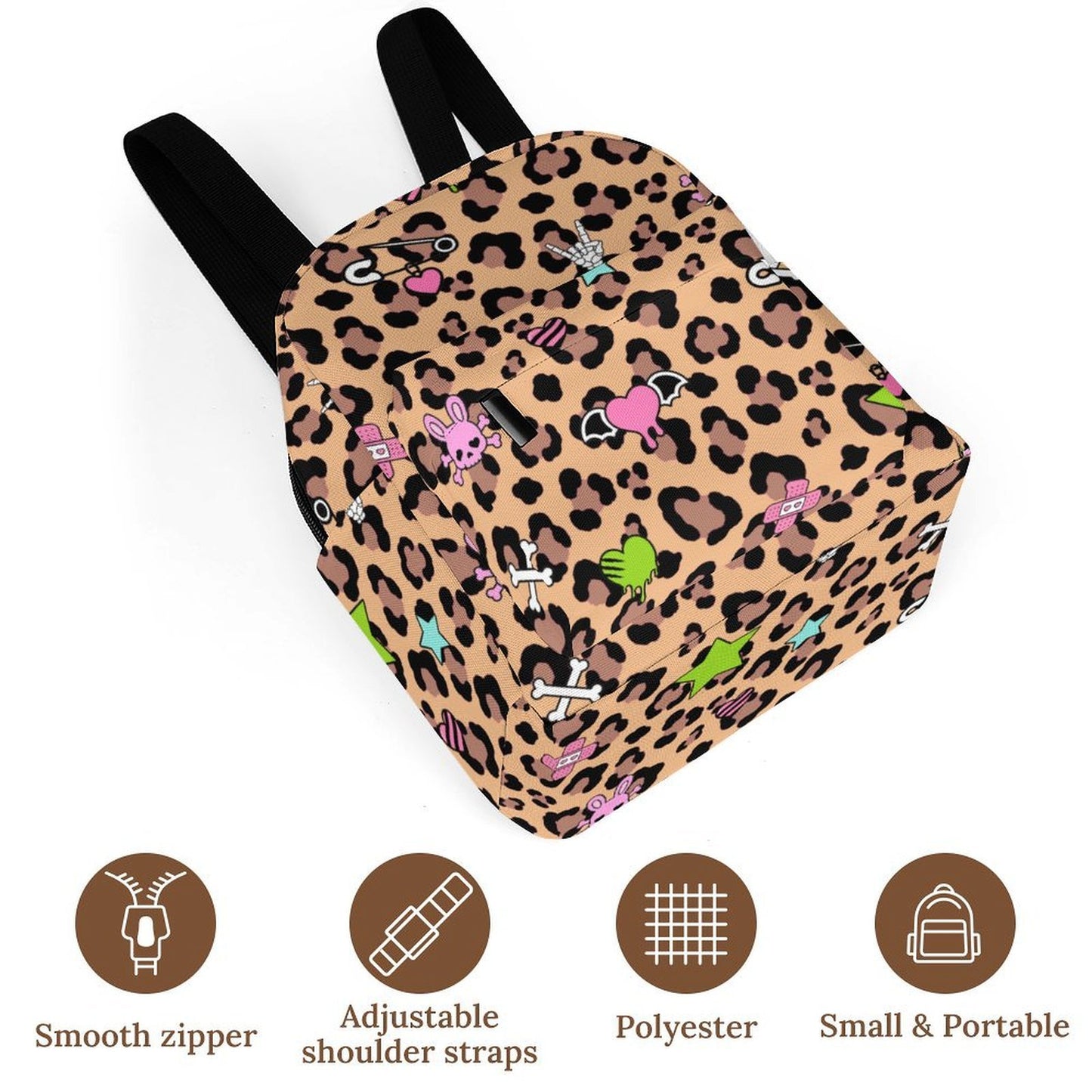 Leopard Bunny Skull Mini Backpack | Emo Scene Y2K Bag