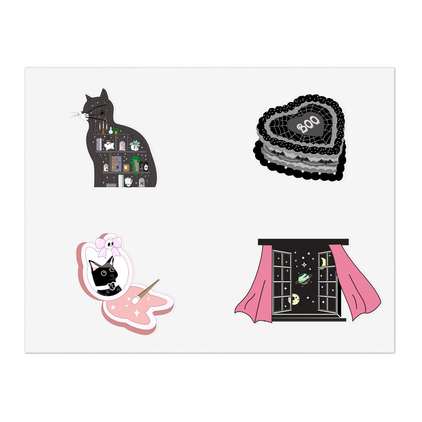 Kawaii Goth Kitty Sticker Sheets