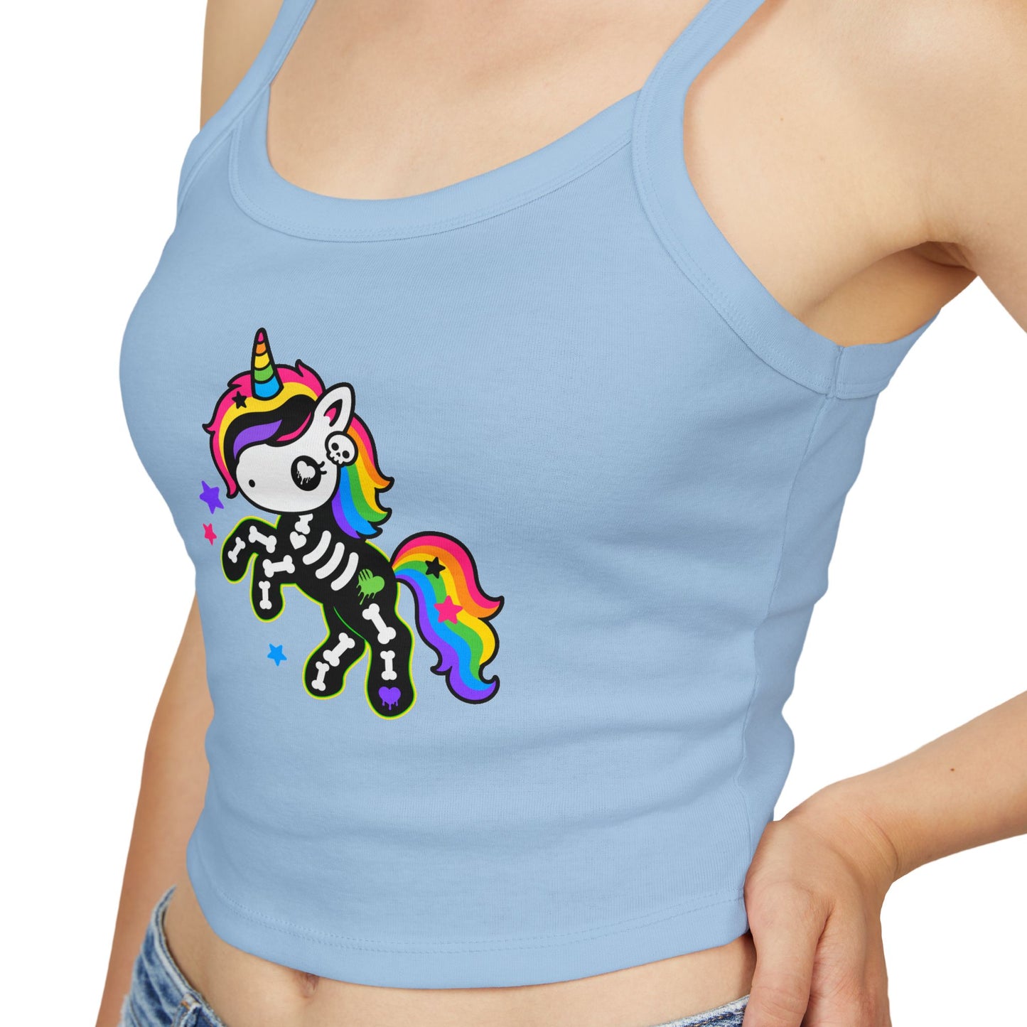 Rainbow Skeleton Unicorn Crop Tank Top – Emo Scene Kid, XS–2XL