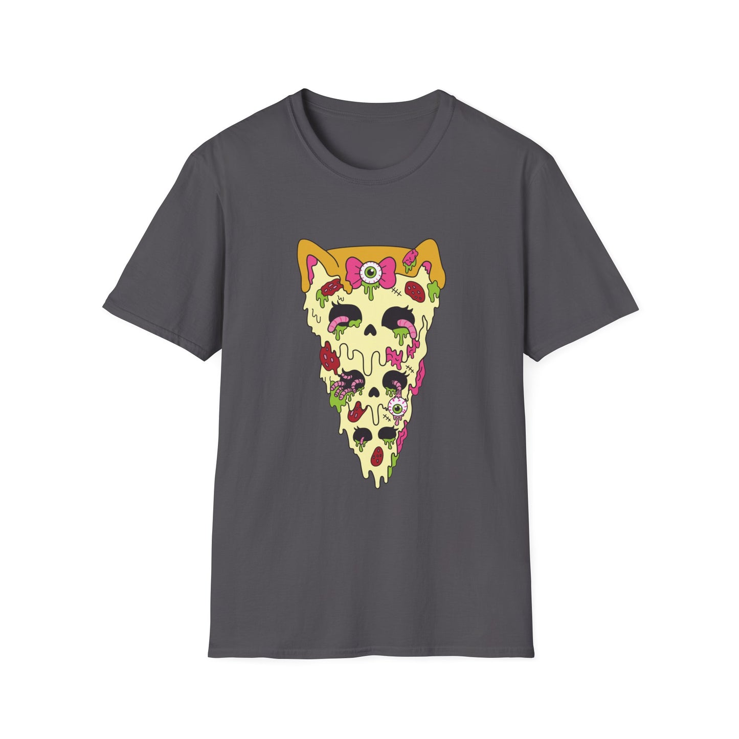 Zombie Kitty Pizza Graphic T-Shirt – Creepy Cutegore Pizza Slice Tee (XS–5XL)