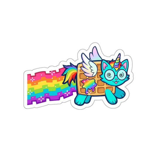 Rainbow Nyan Cat Waffle Unicorn Sticker | Die-Cut Sticker