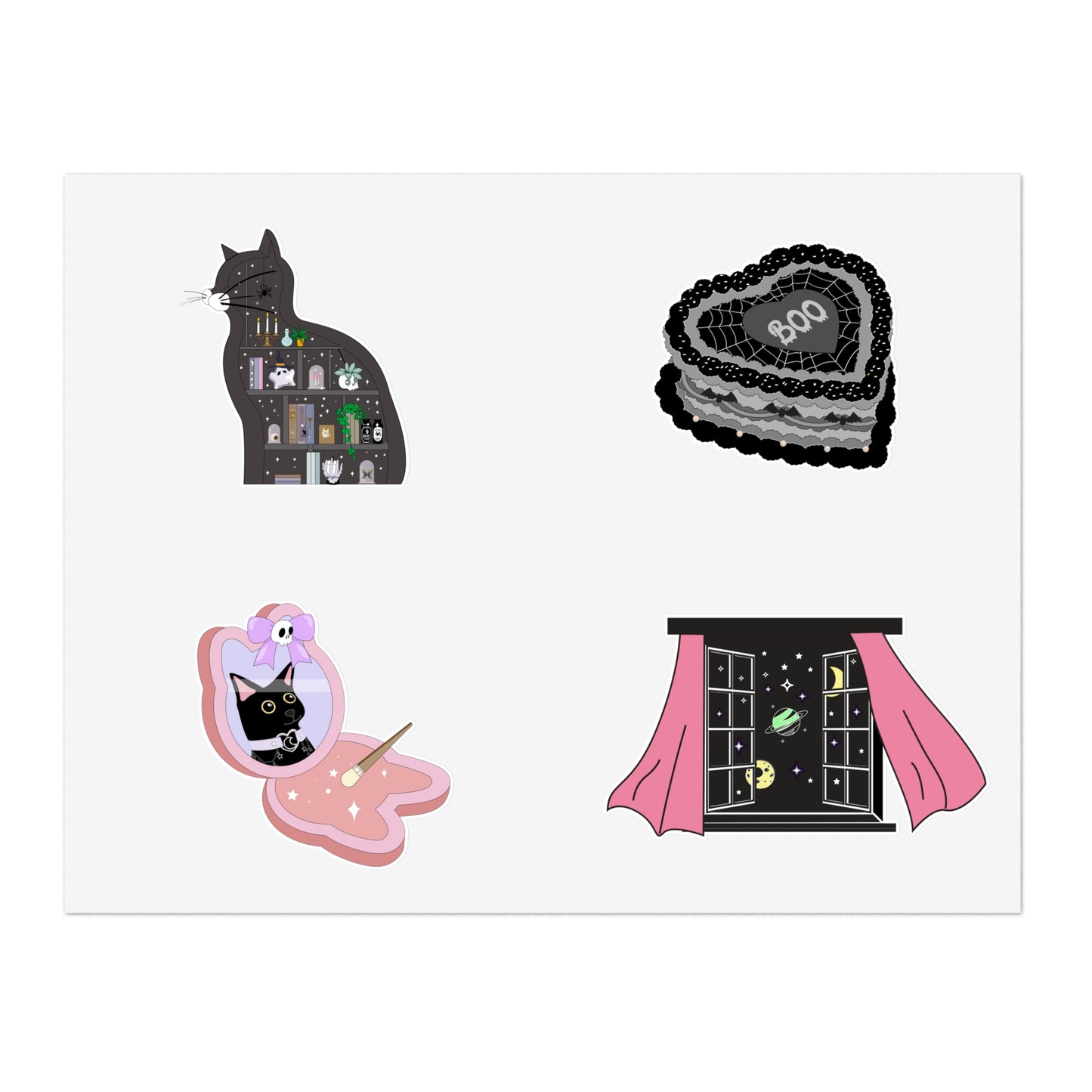 Kawaii Goth Kitty Sticker Sheets