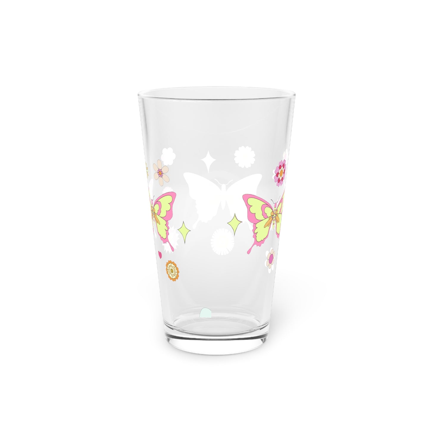 Retro Hippies Butterfly Pint Glass