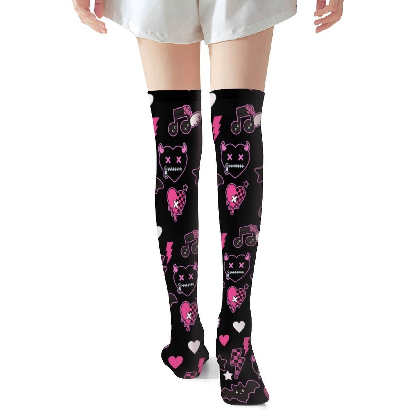 Devil Heart Scene Kid Knee High Stockings