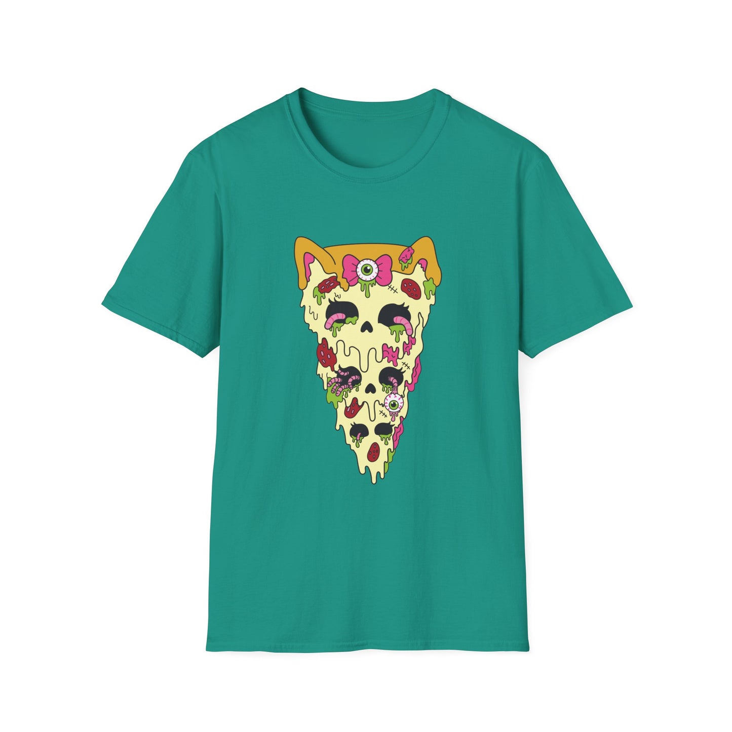 Zombie Kitty Pizza Graphic T-Shirt – Creepy Cutegore Pizza Slice Tee (XS–5XL)