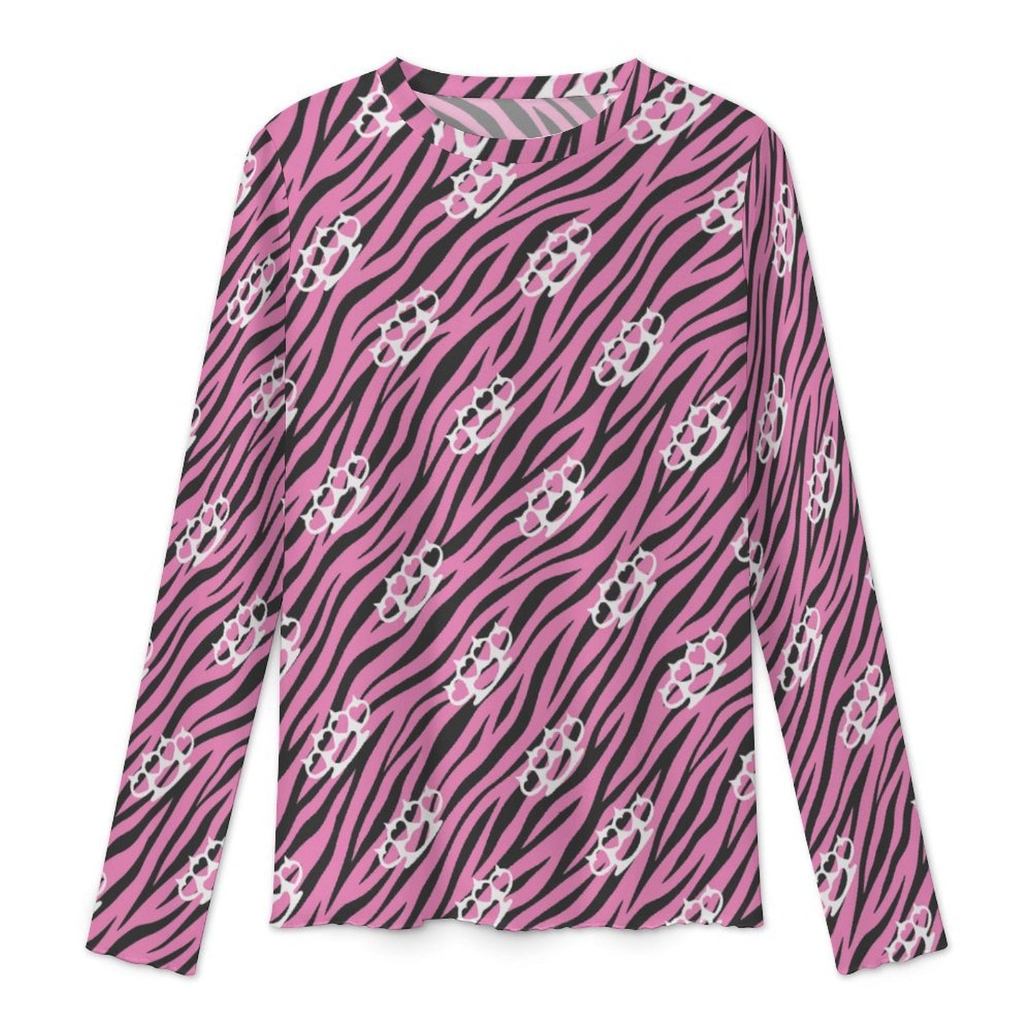 Pink Zebra Brass Knuckle Mesh Sheer Top