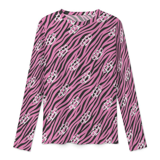 Pink Zebra Brass Knuckle Mesh Sheer Top