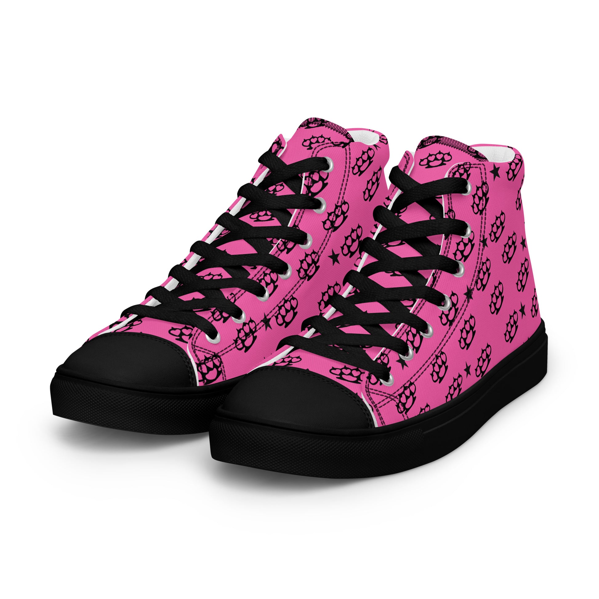 Bubblegum Brass Knuckle High Top Canvas Shoes with black laces and black soles