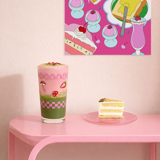 Kawaii Strawberry Mushroom Glass Cup