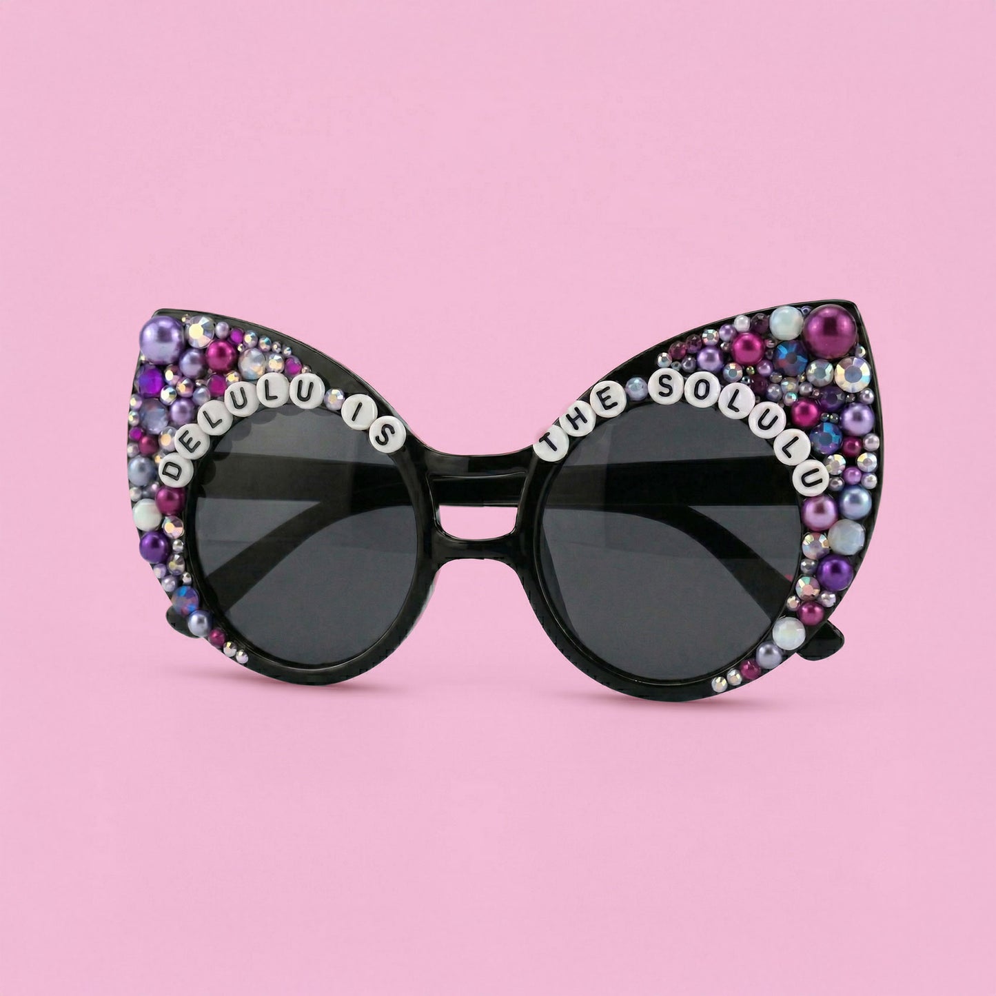Delulu Is the Solulu Cat Eye Sunglasses – Handmade Rhinestone Statement Shades