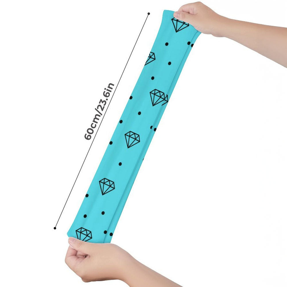 Electric Aqua Scene Queen Diamond Thigh High Stockings