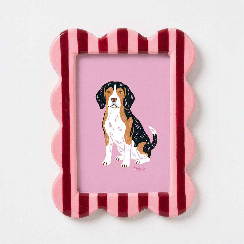 Beagle Illustration Poster – Pink Dog Wall Art Print