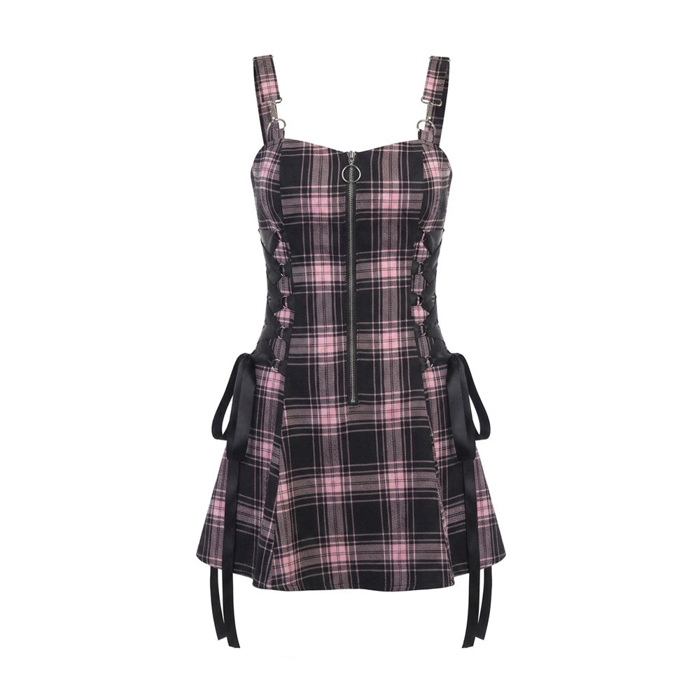 Plaid Strap Mini Dress