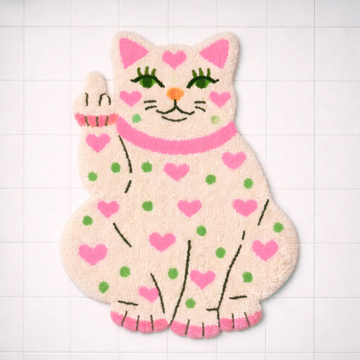 Rude but Cute Lucky Cat Tufted Rug