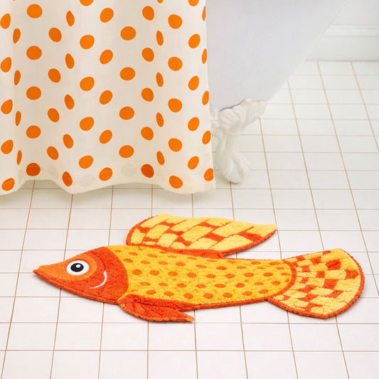 Golden Reef Fish Shaped Tufted Bath Mat