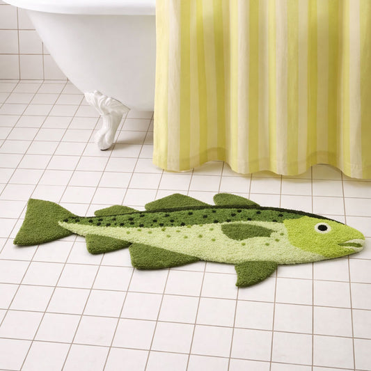 River Trout Fish Shaped Tufted Bath Mat