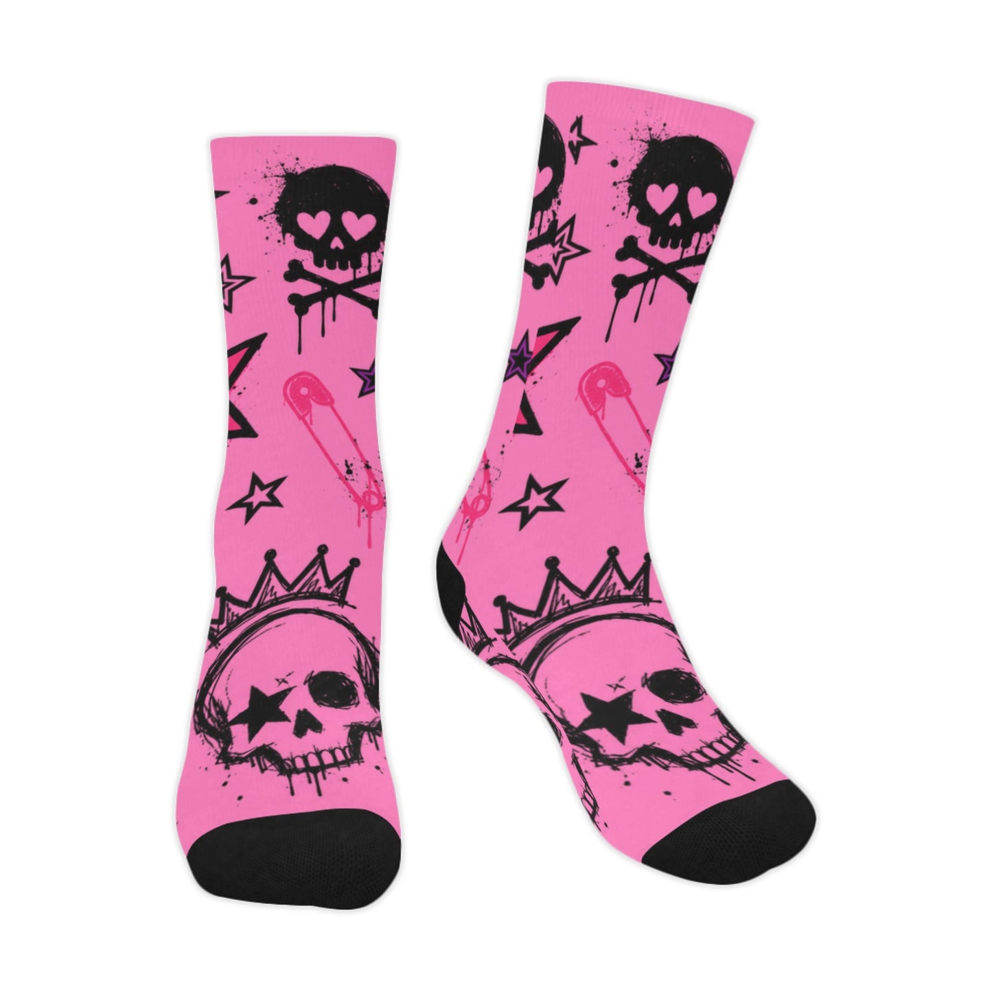 Scene Skull Crown Crew Socks