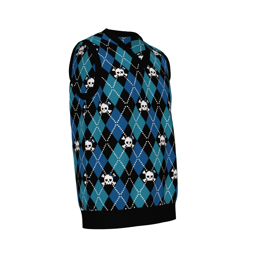 Dead Cute Skull Argyle Knitted Sweater Vest