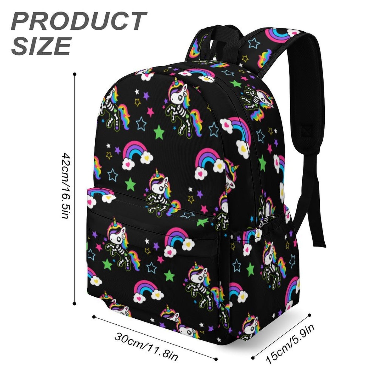 Rainbow Undead Unicorn Backpack – Black Scene Y2K Bag