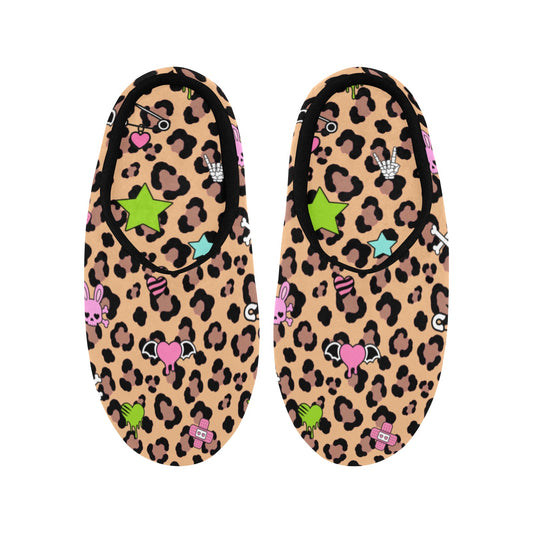 Leopard Scene Kid Charm Plush House Slippers