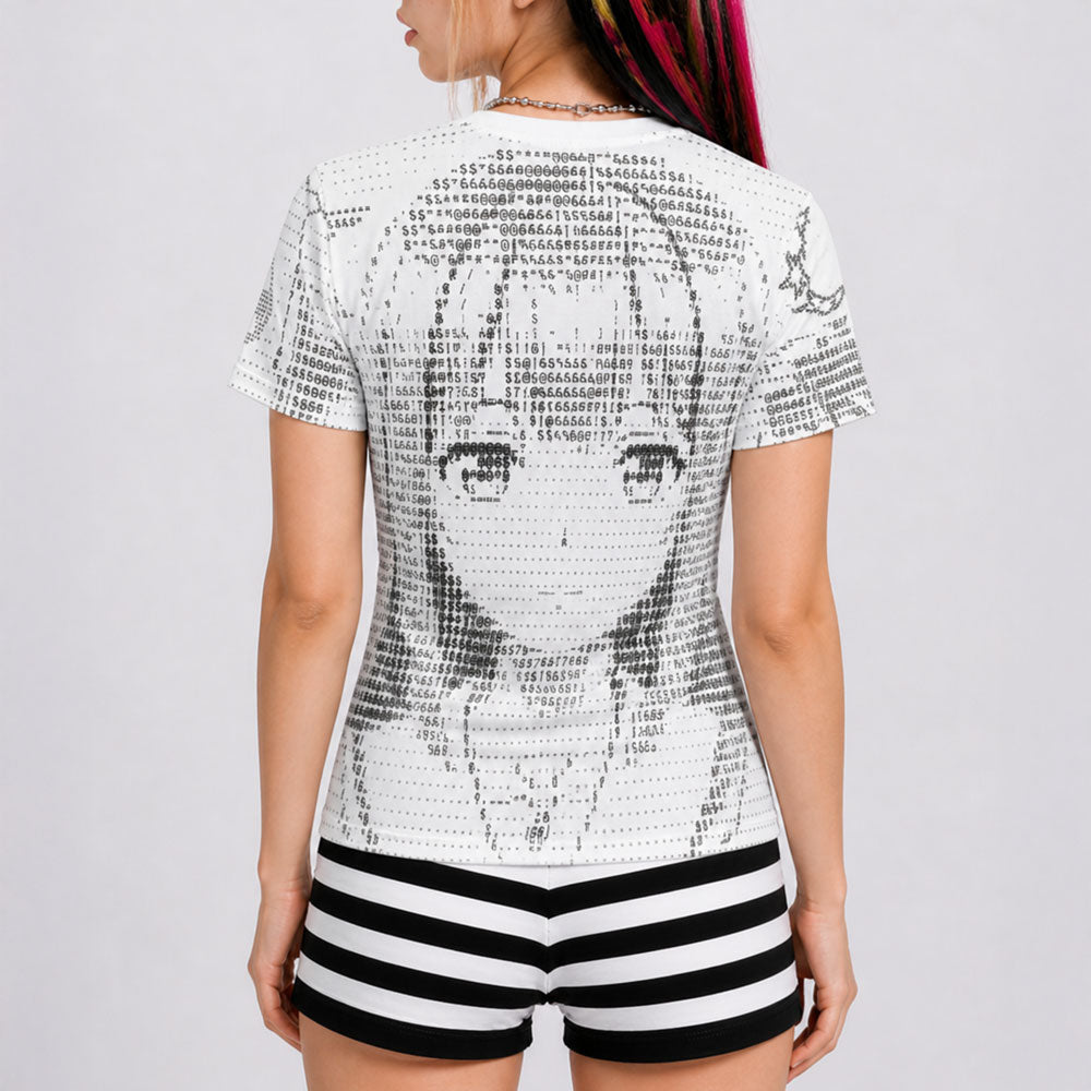 Y2K Emo Scene Kid Anime Tee – ASCII All Over Print Shirt