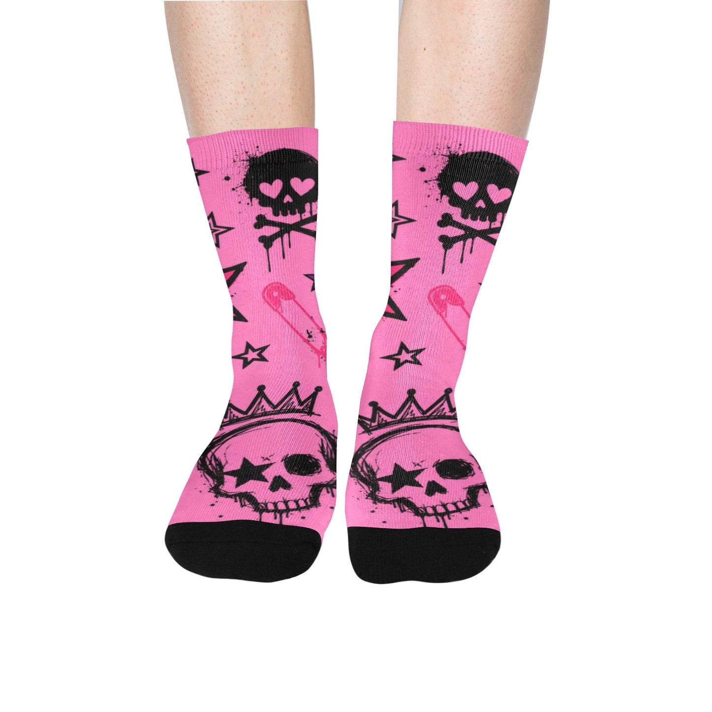 Scene Skull Crown Crew Socks
